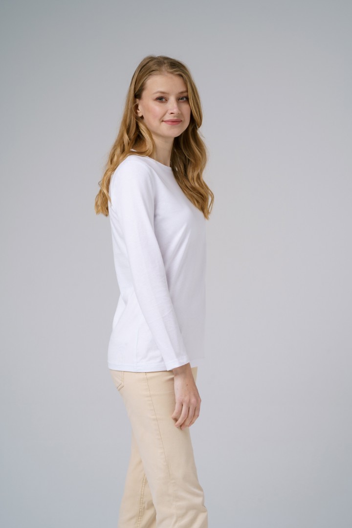 Женский белый лонгслив из 100% органического хлопка Uzor Wear